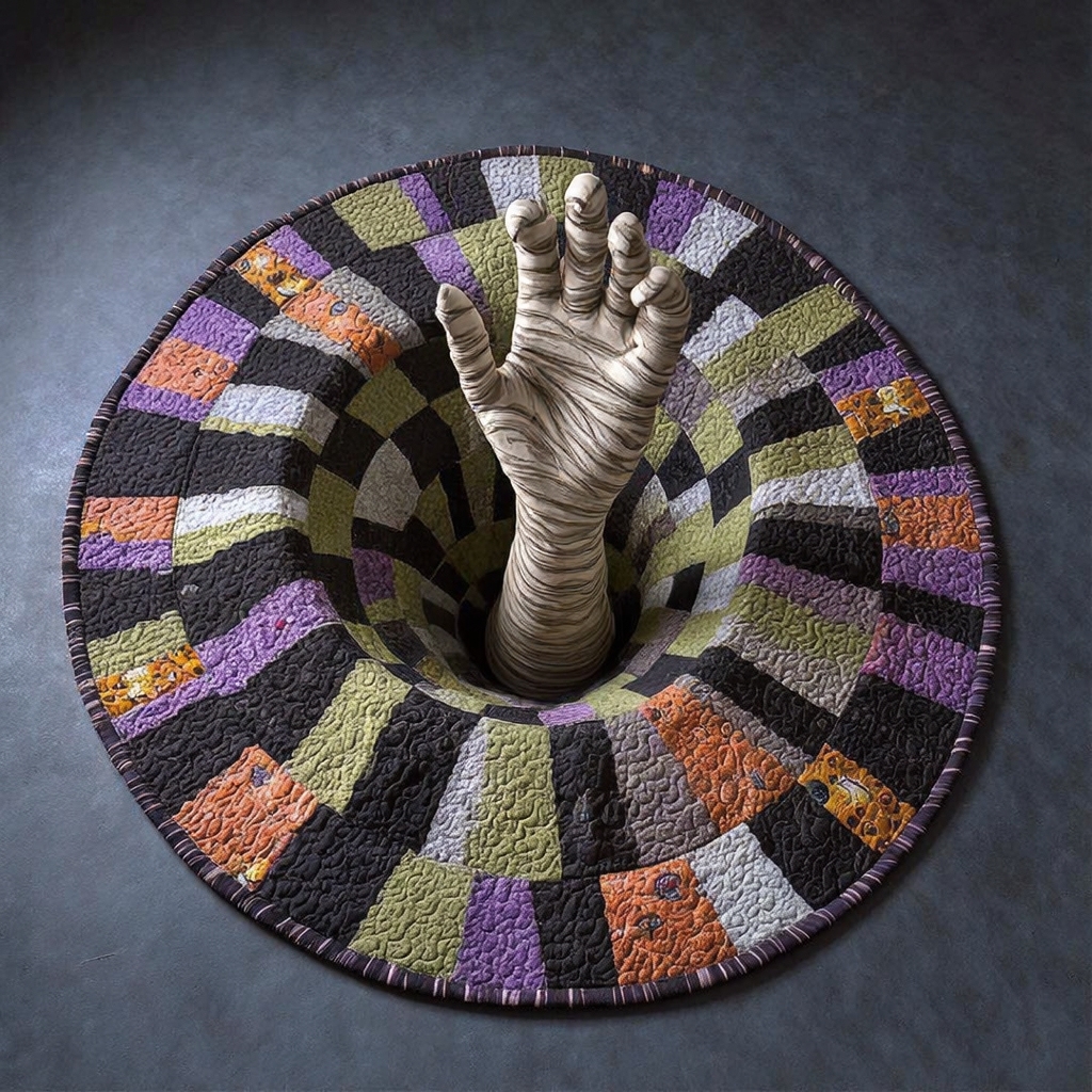 The Grave Escape - 3D Illusion Skeleton Round Rug - Mummy Tomb
