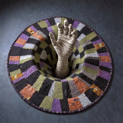 The Grave Escape - 3D Illusion Skeleton Round Rug - Mummy Tomb