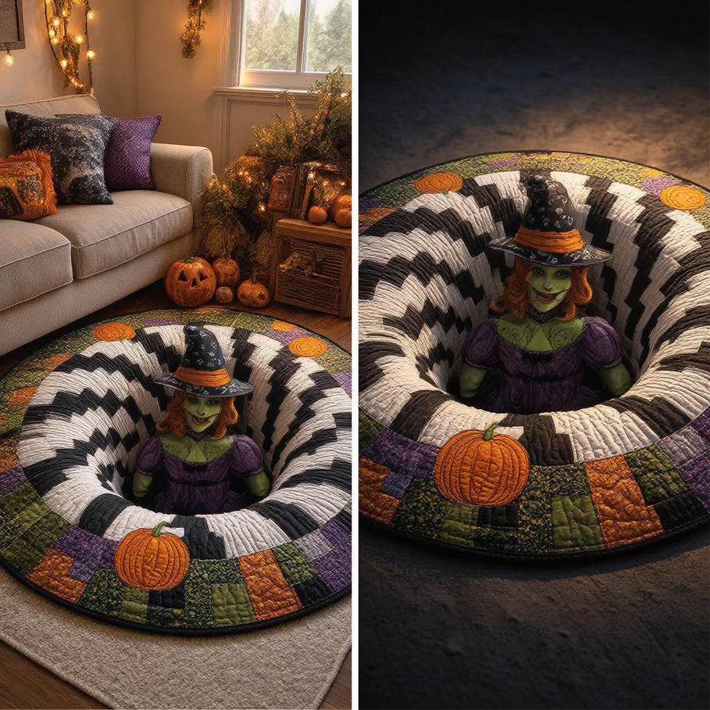 The Grave Escape - 3D Illusion Skeleton Round Rug - Witch Descent
