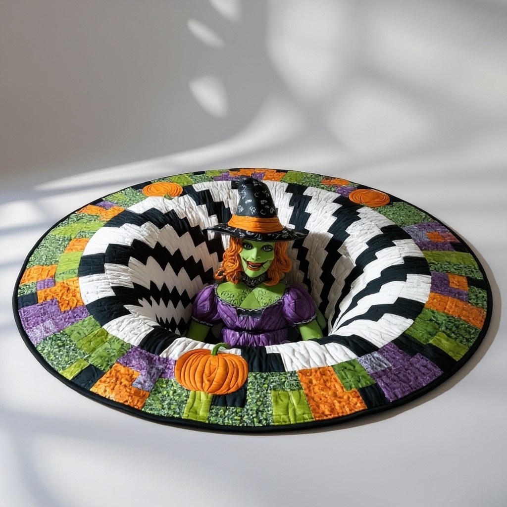 The Grave Escape - 3D Illusion Skeleton Round Rug - Witch Descent