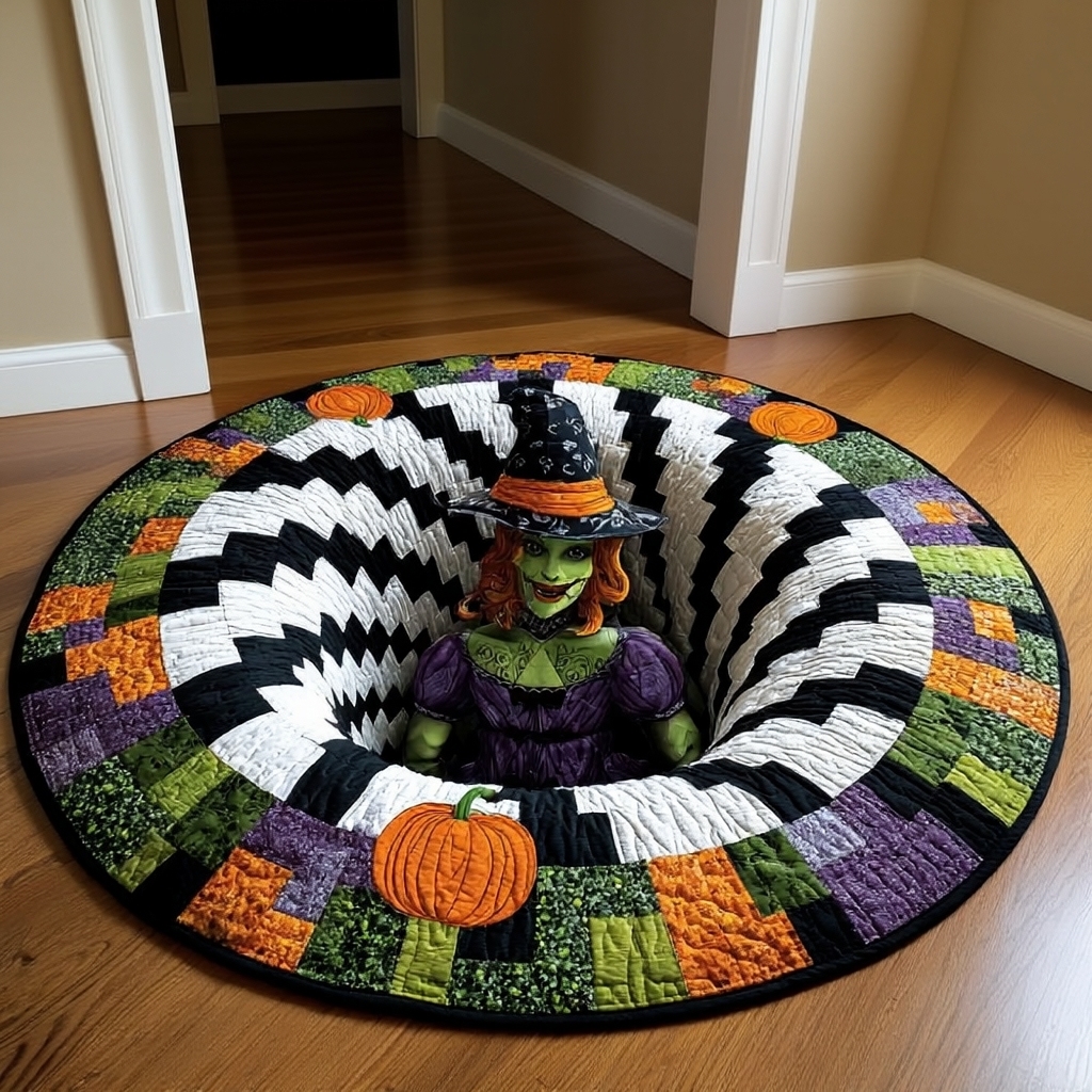 The Grave Escape - 3D Illusion Skeleton Round Rug - Witch Descent