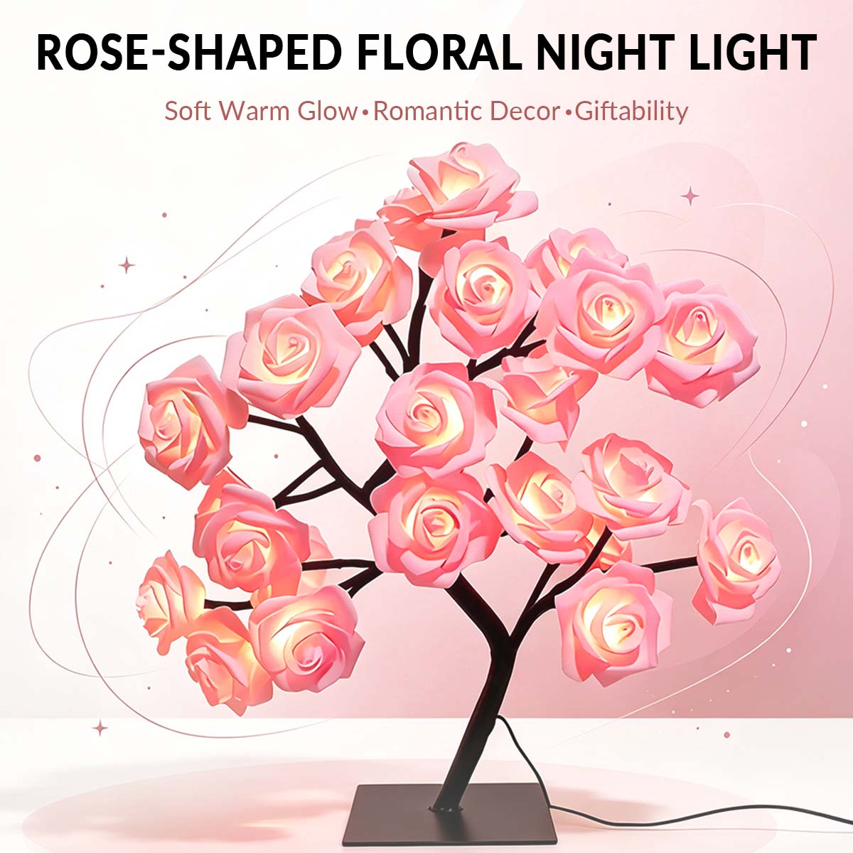 Rose Flower Tree Night Light – USB LED Table Lamp