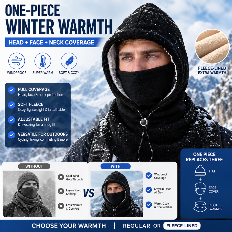One-Piece Fleece Warm Mask Hat