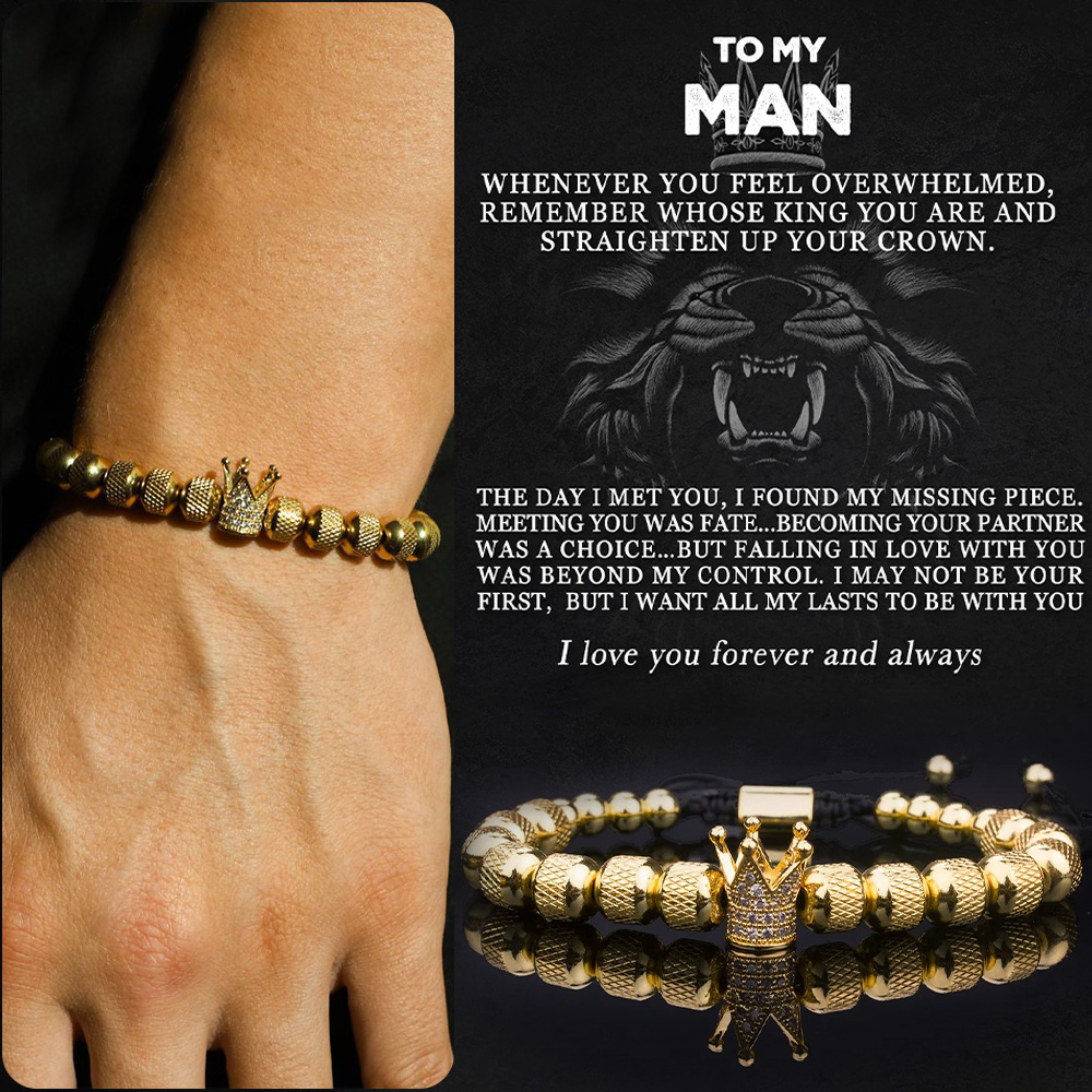 "To My Man - Straighten Your Crown" Bracelet Gift Set