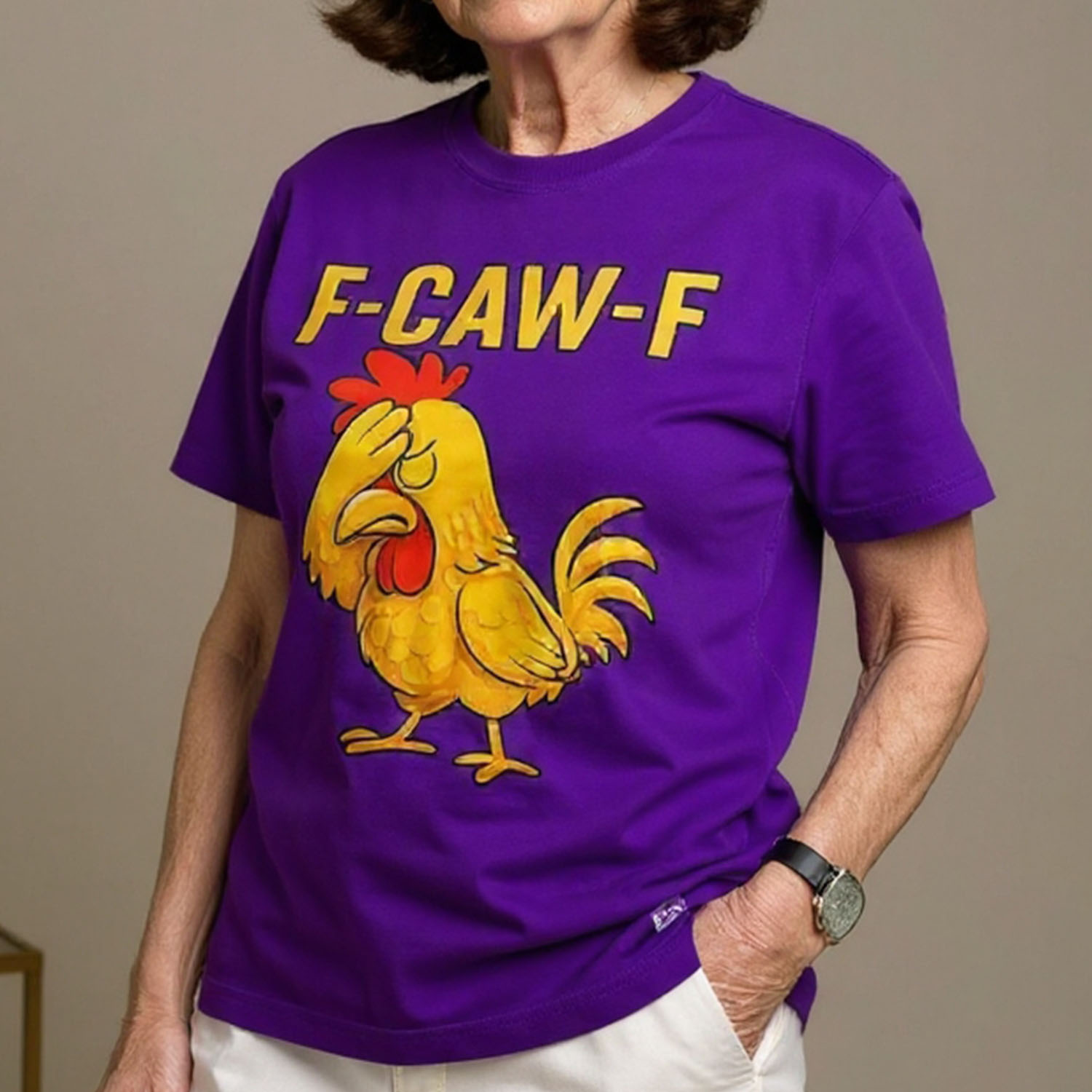F-Caw-F Helpless Chicken Pattern T-Shirt