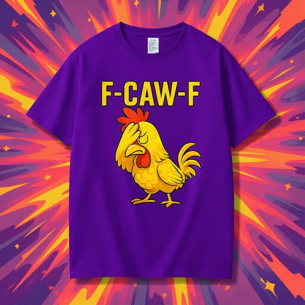 F-Caw-F Helpless Chicken Pattern T-Shirt