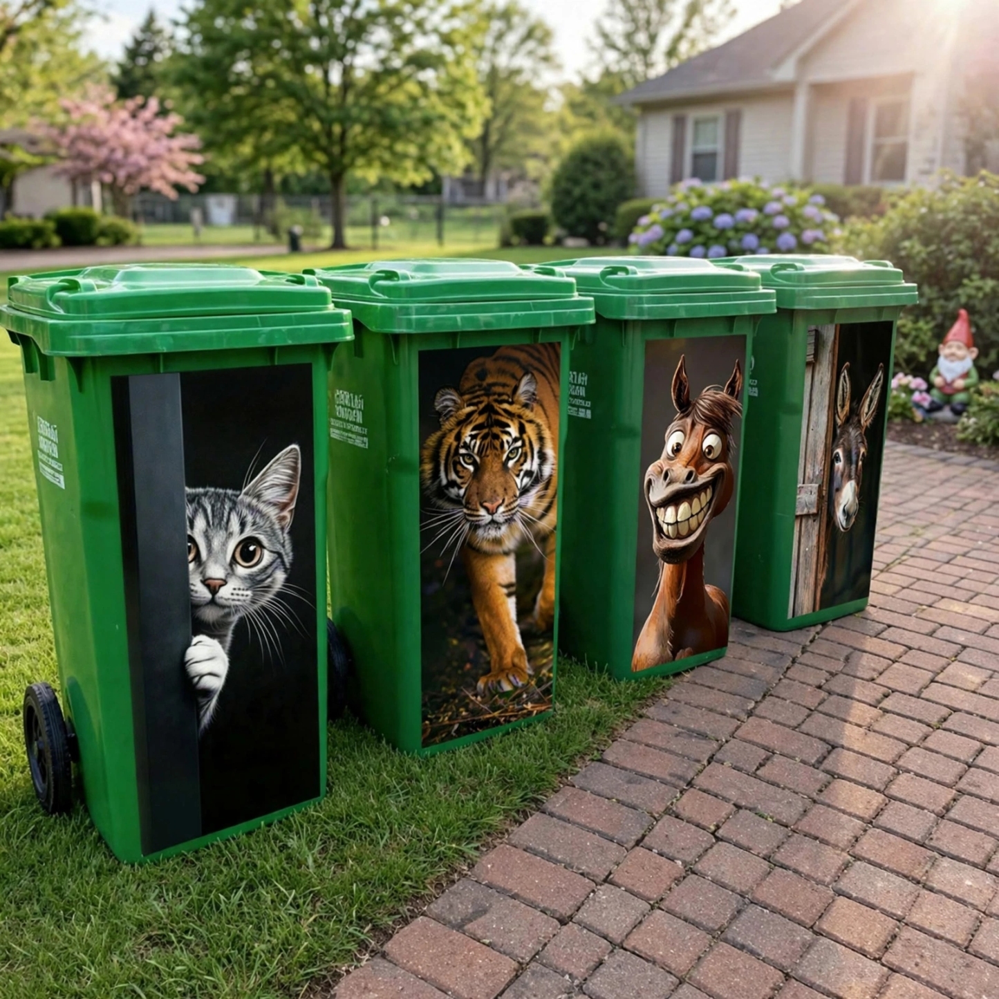 Creative Trash Can Sticker With Colourful Cartoon