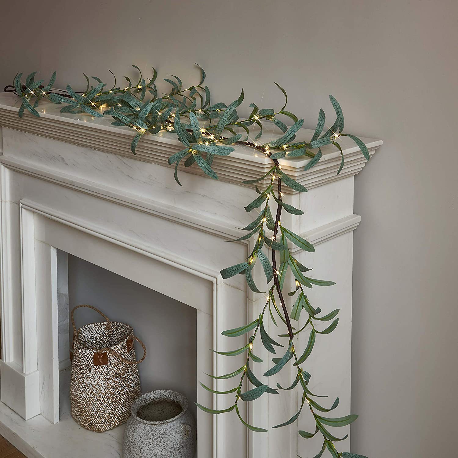 Fairy Light Olive & Eucalyptus Branches