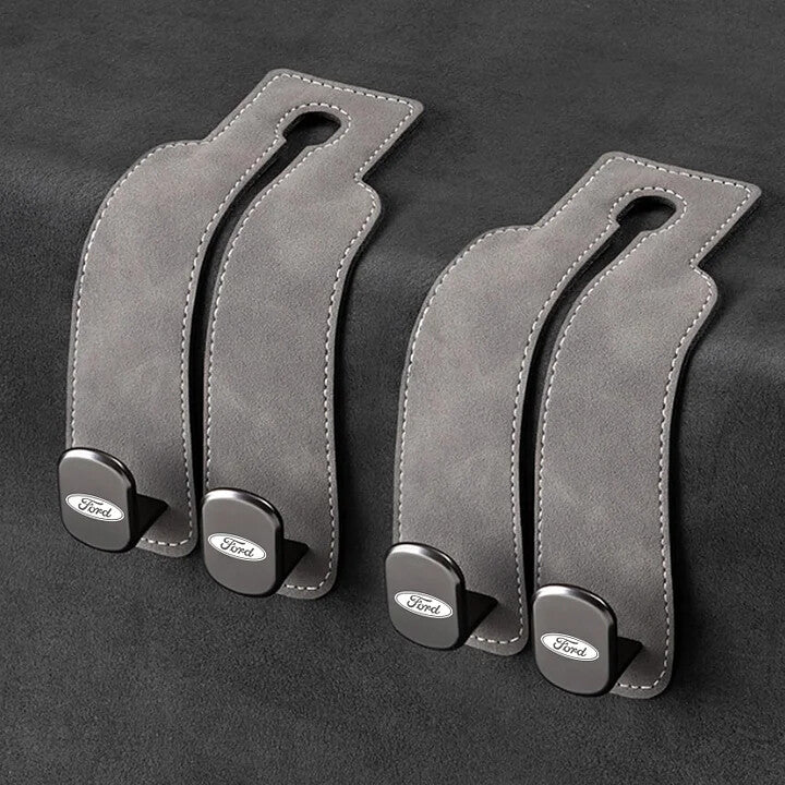 Twin Hook Leather Car Headrest Hangers