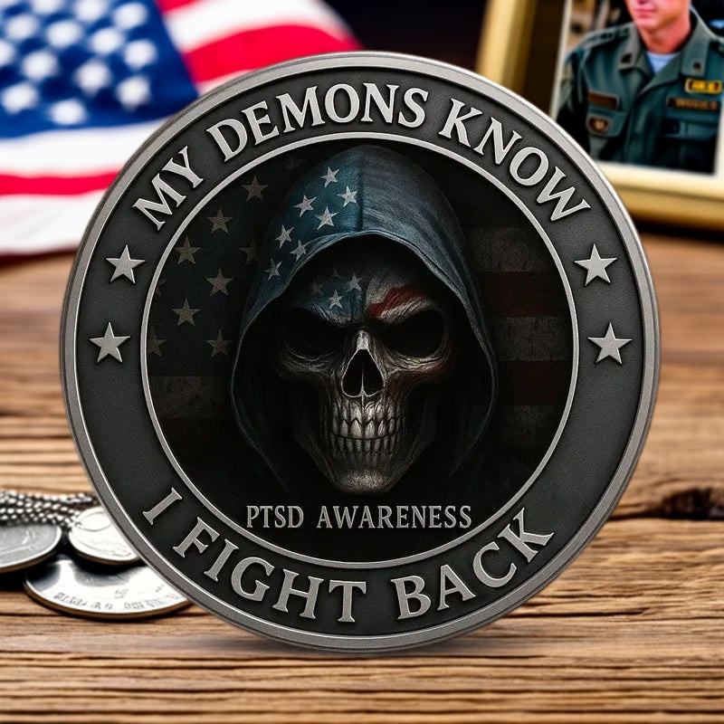 PTSD Awareness Veterans Challenge Coin