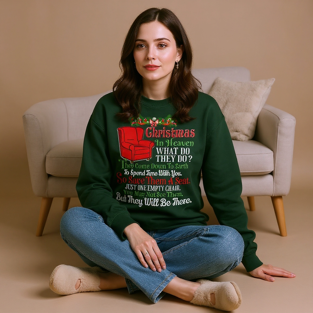 Christmas In Heaven Shirt – One Empty Chair Holiday Memorial Sweatshirt