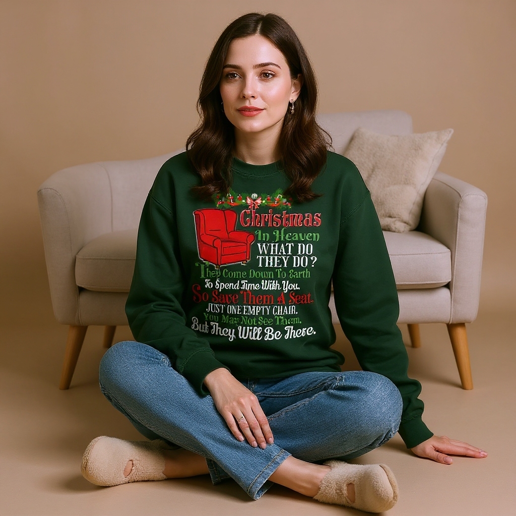 Christmas In Heaven Shirt – One Empty Chair Holiday Memorial Sweatshirt