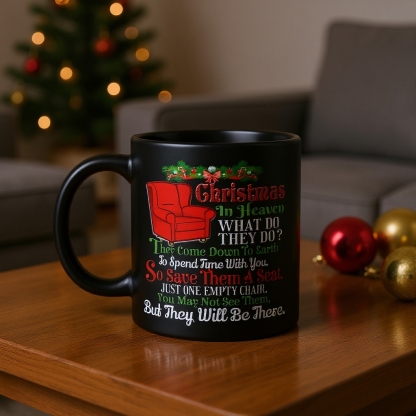 Christmas In Heaven Mug – One Empty Chair Holiday Memorial Mug
