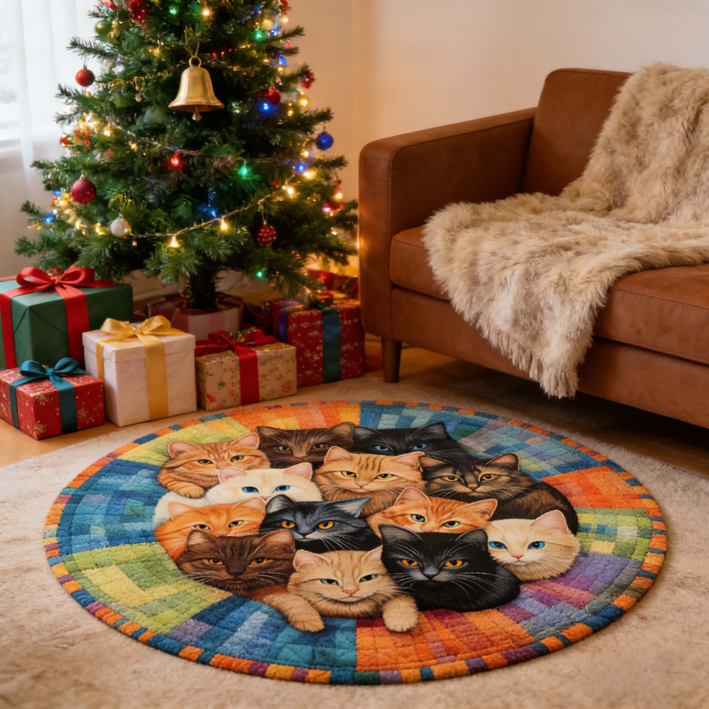 Whirling Cats Round Dream Rug - H558