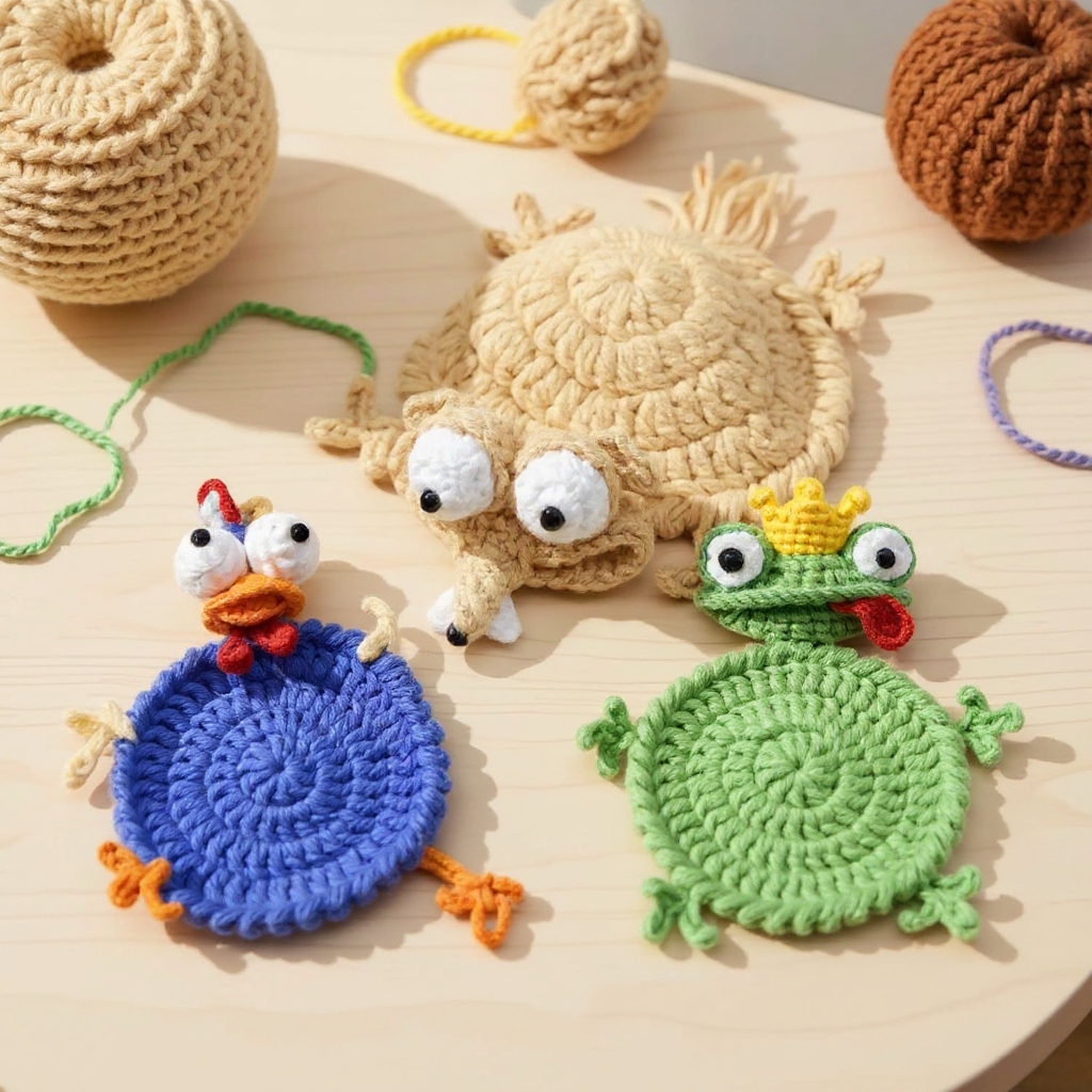 Handmade Crochet Animal Coasters
