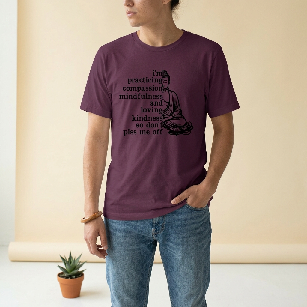Practicing Compassion - Funny Mindfulness Buddha T-Shirt