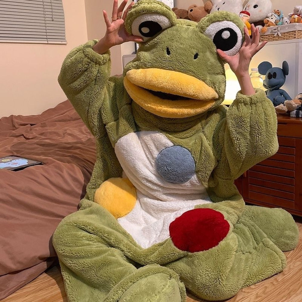 Funny Monster Hooded Fleece Robe for Adults