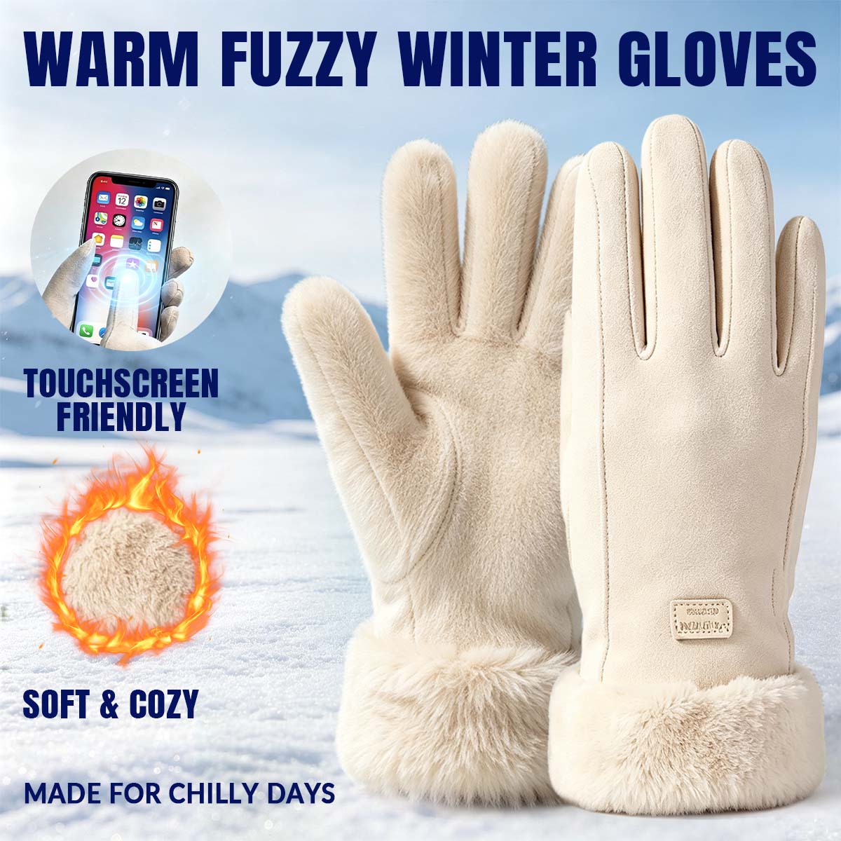 Women's Warm Fuzzy Touchscreen Winter Gloves