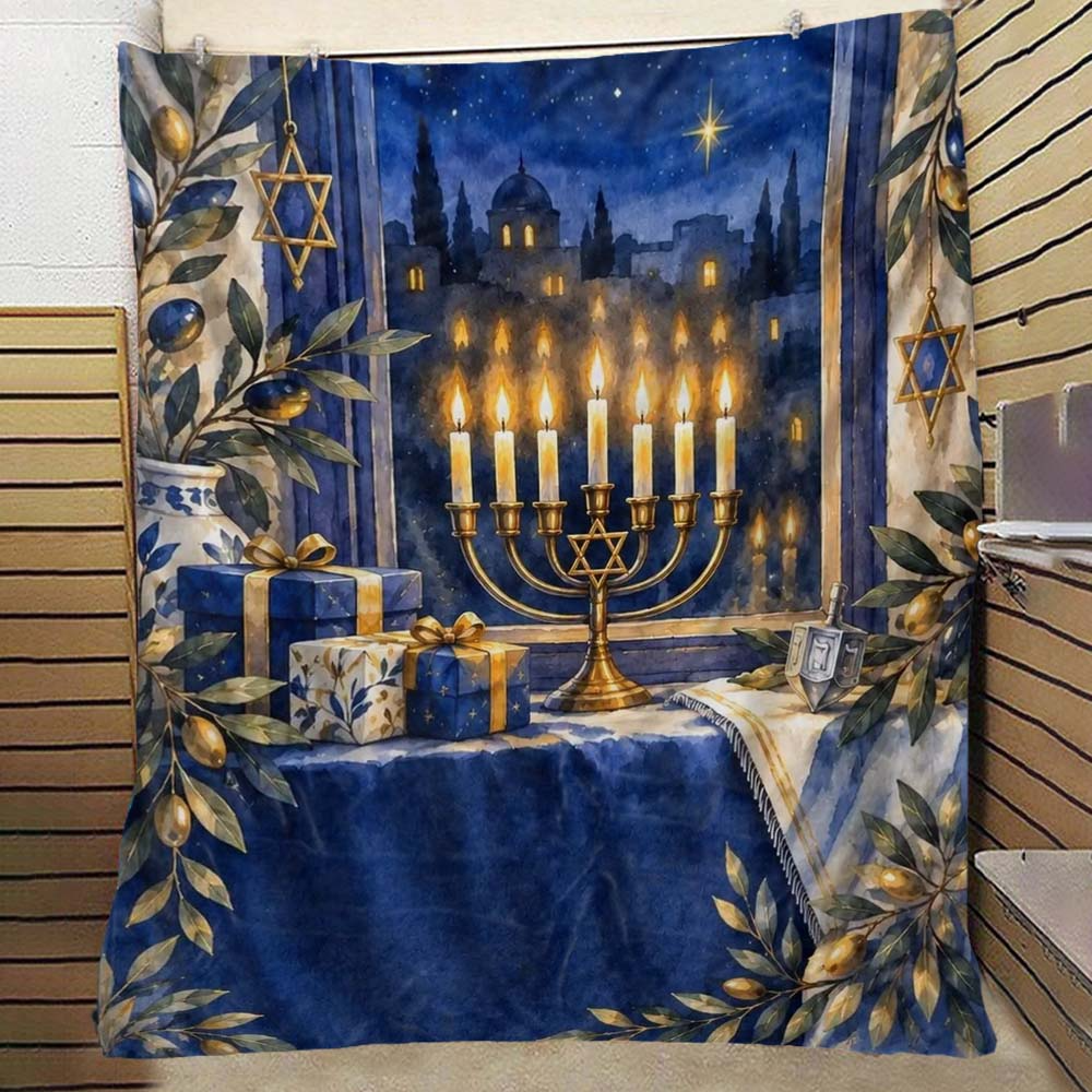 Hanukkah Menorah Blanket - Premium Blanket