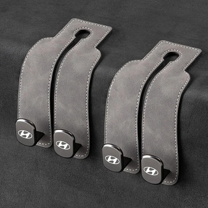 Twin Hook Leather Car Headrest Hangers