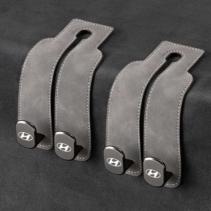 Twin Hook Leather Car Headrest Hangers