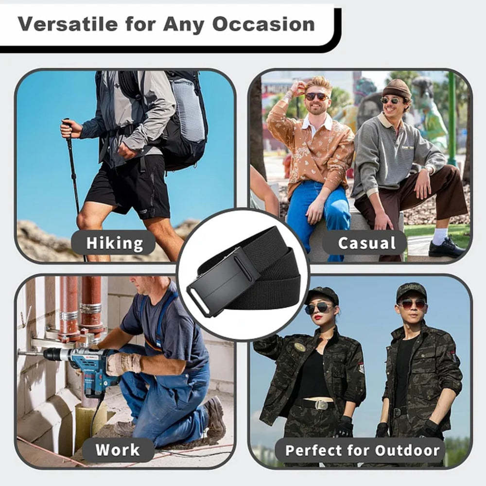 Stretch-Fit Tactical Belt – Ultra-Light Ratchet Web Belt for Outdoor, Work & EDC