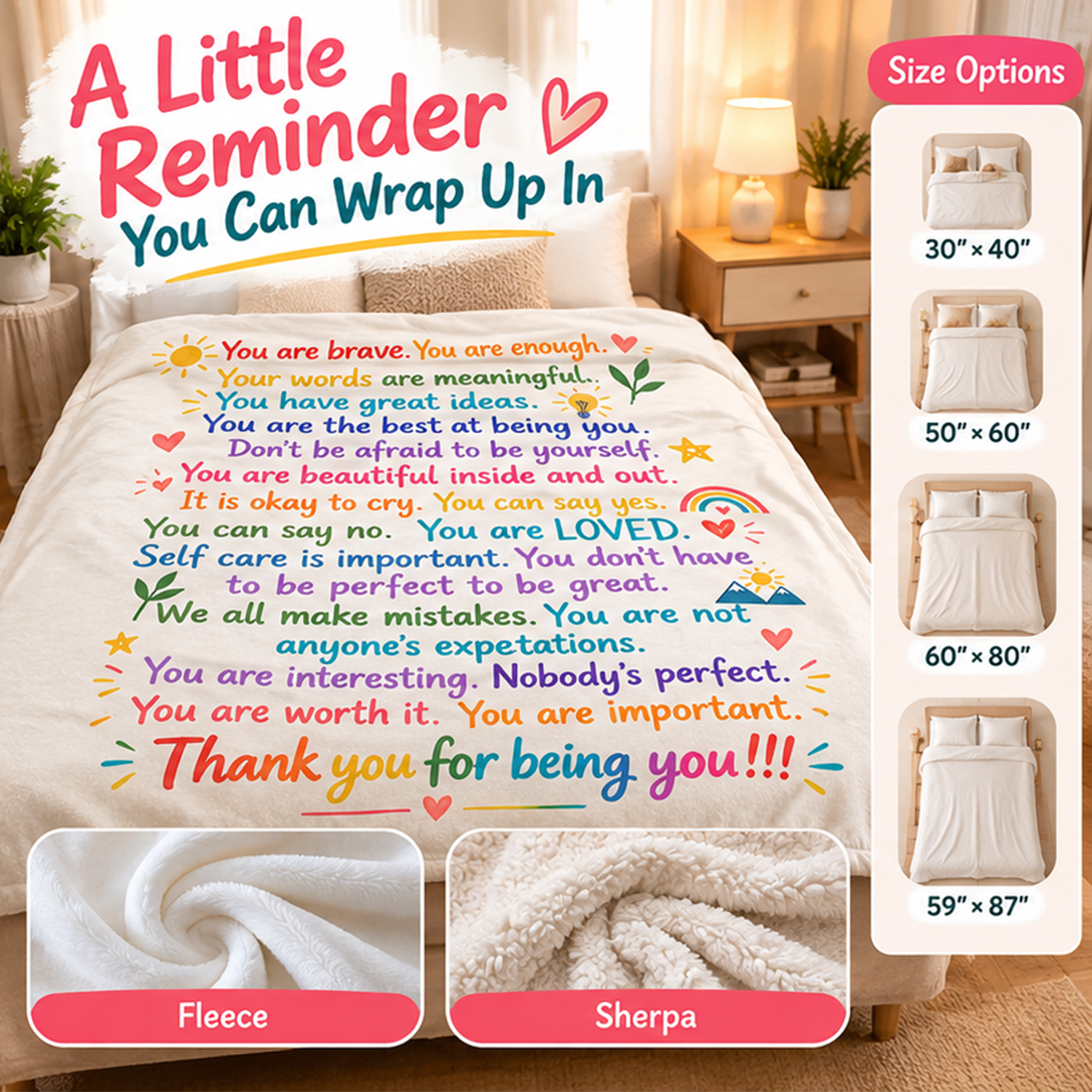 Inspirational Affirmation Blanket- J115 - Premium Blanket
