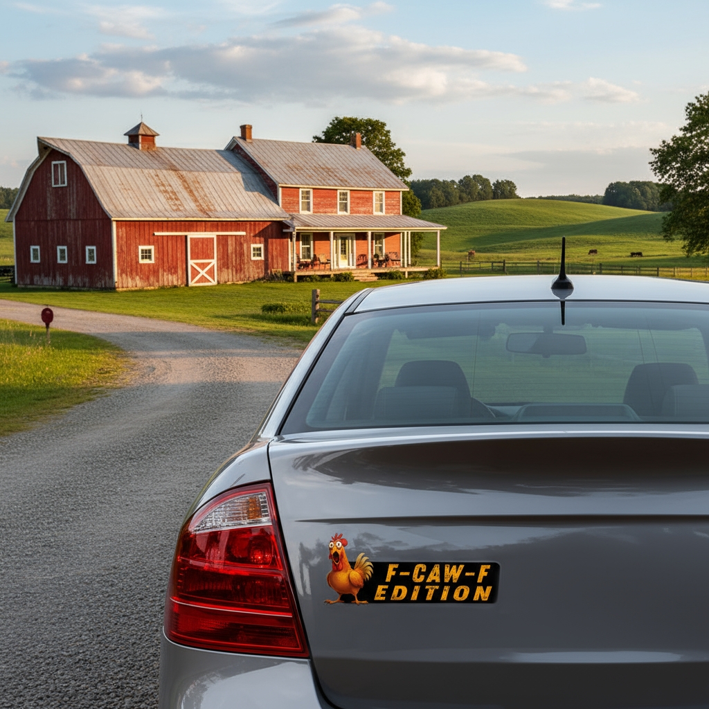 F-CAW-F Funny Rooster Car Badge Laser Cutting Car Emblem