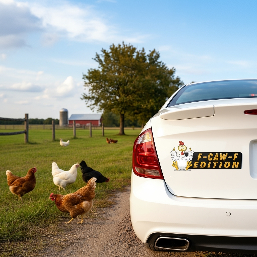 F-CAW-F Funny Chicken Car Badge Laser Cutting Car Emblem