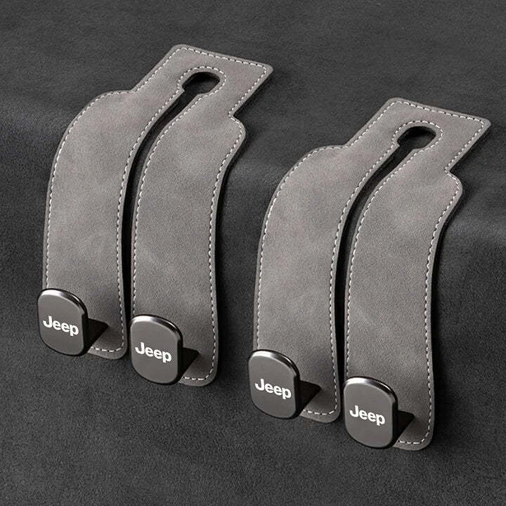 Twin Hook Leather Car Headrest Hangers