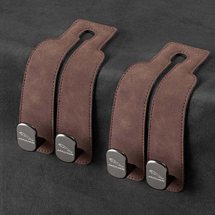 Twin Hook Leather Car Headrest Hangers