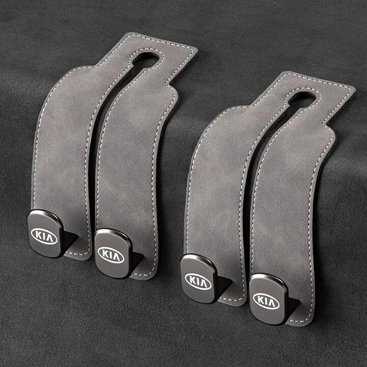 Twin Hook Leather Car Headrest Hangers