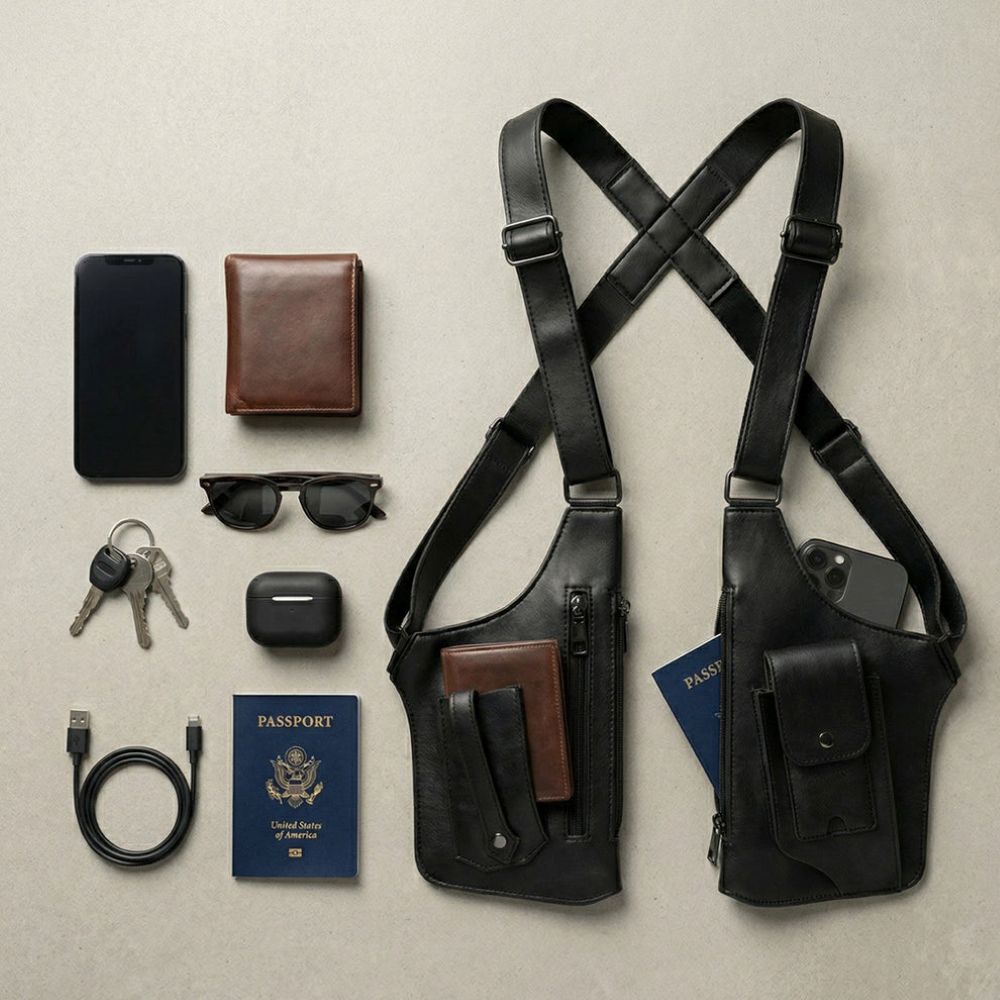 Premium Leather Shoulder Bag - Hidden Anti-Theft Compartments