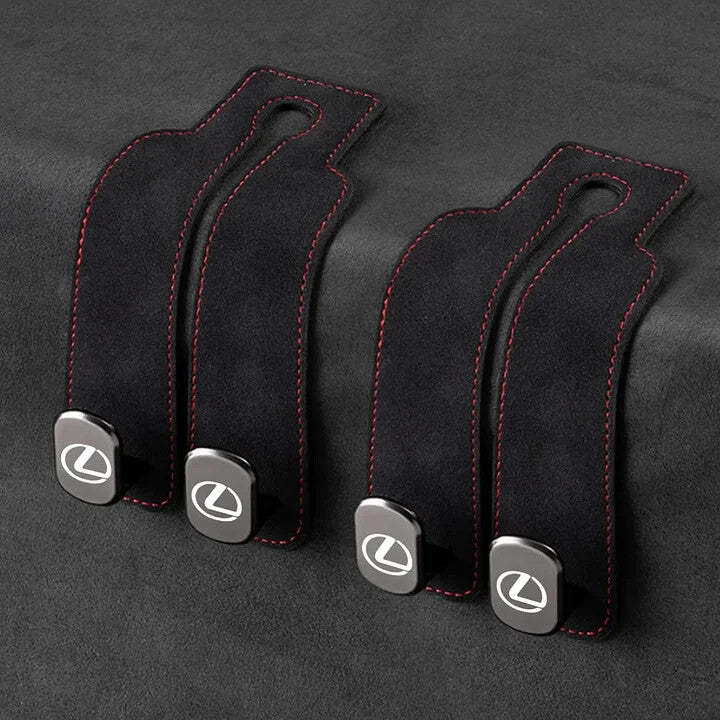 Twin Hook Leather Car Headrest Hangers
