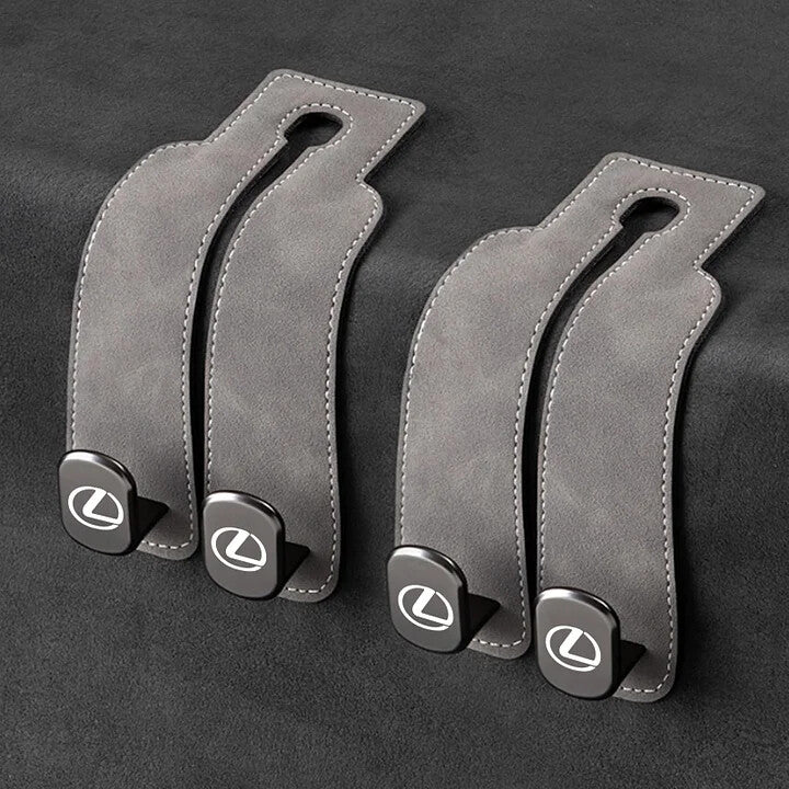 Twin Hook Leather Car Headrest Hangers
