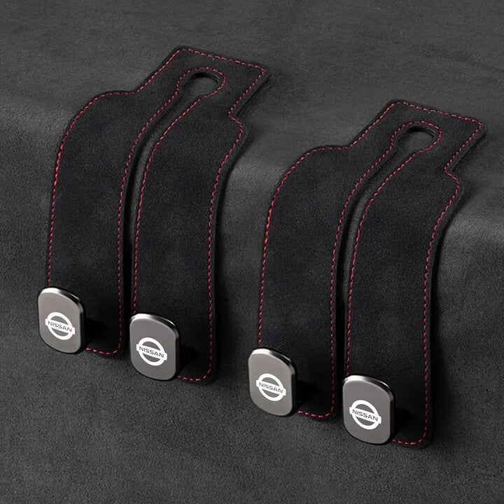 Twin Hook Leather Car Headrest Hangers