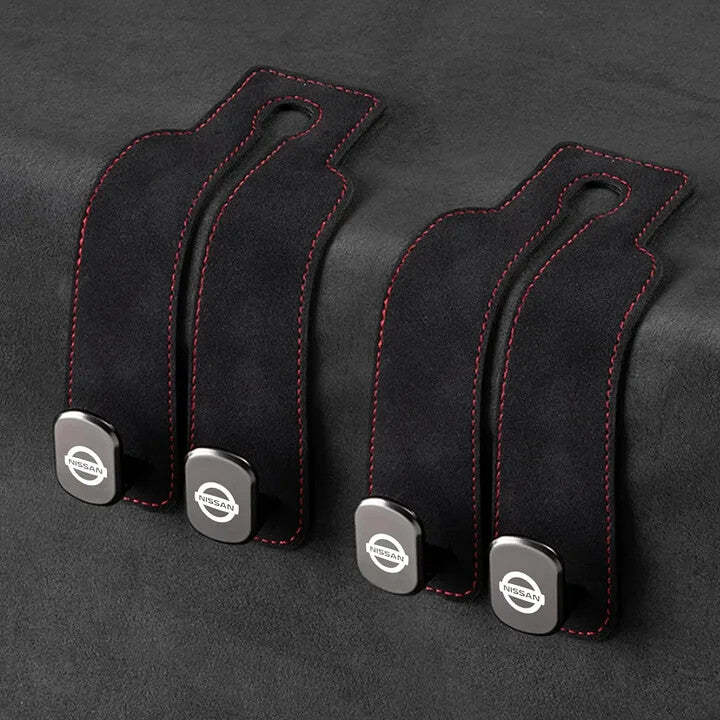 Twin Hook Leather Car Headrest Hangers