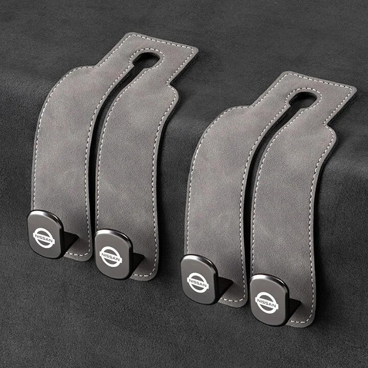 Twin Hook Leather Car Headrest Hangers