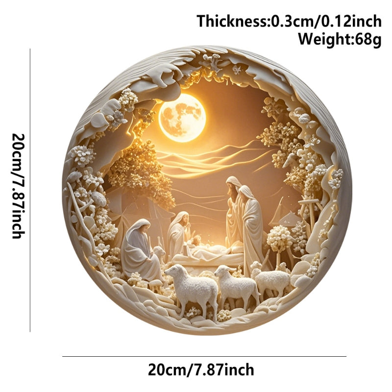 Classic Style The Holy Family Lamb 2D Christmas Nativity Hanging Ornaments