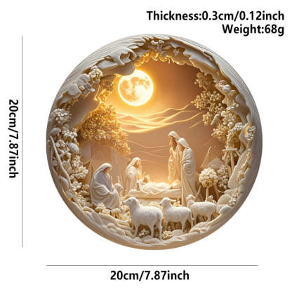 Classic Style The Holy Family Lamb 2D Christmas Nativity Hanging Ornaments