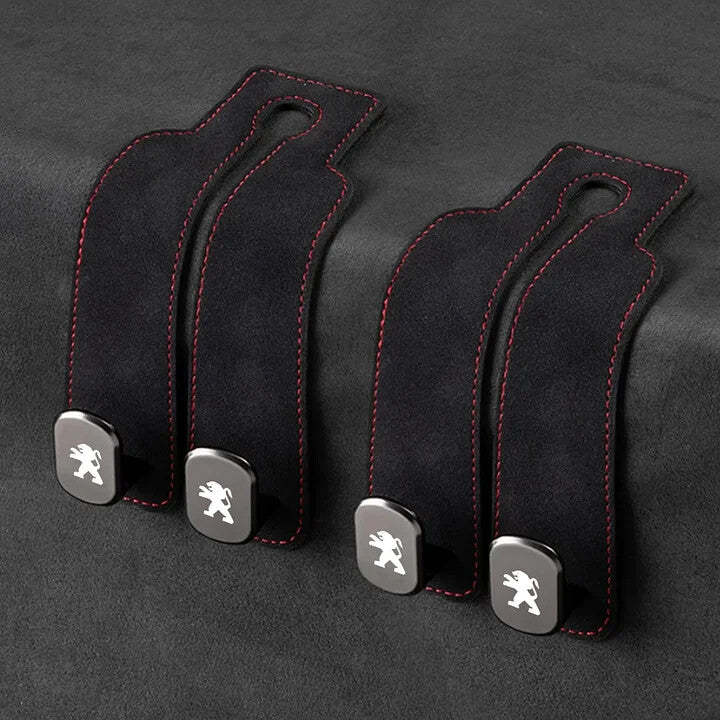 Twin Hook Leather Car Headrest Hangers
