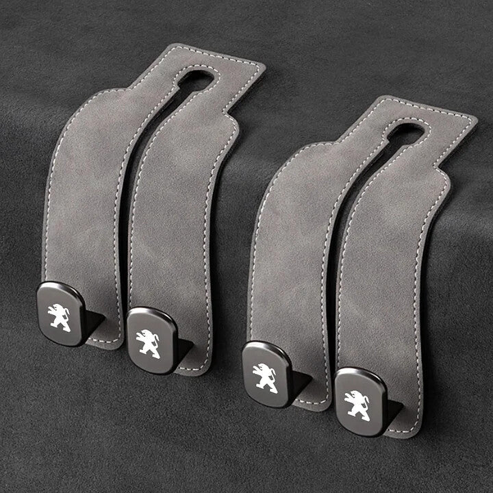 Twin Hook Leather Car Headrest Hangers