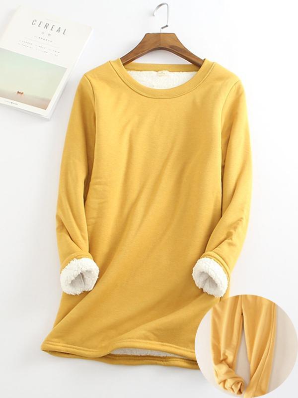New Casual Cotton Round Neck Solid Sweatshirt & Pants Set