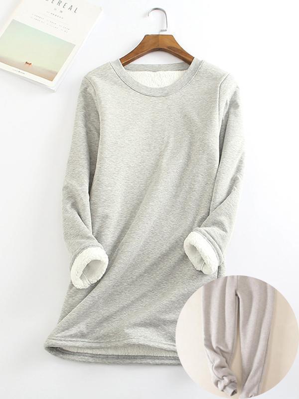 New Casual Cotton Round Neck Solid Sweatshirt & Pants Set
