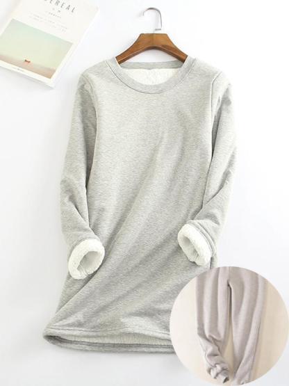 New Casual Cotton Round Neck Solid Sweatshirt & Pants Set