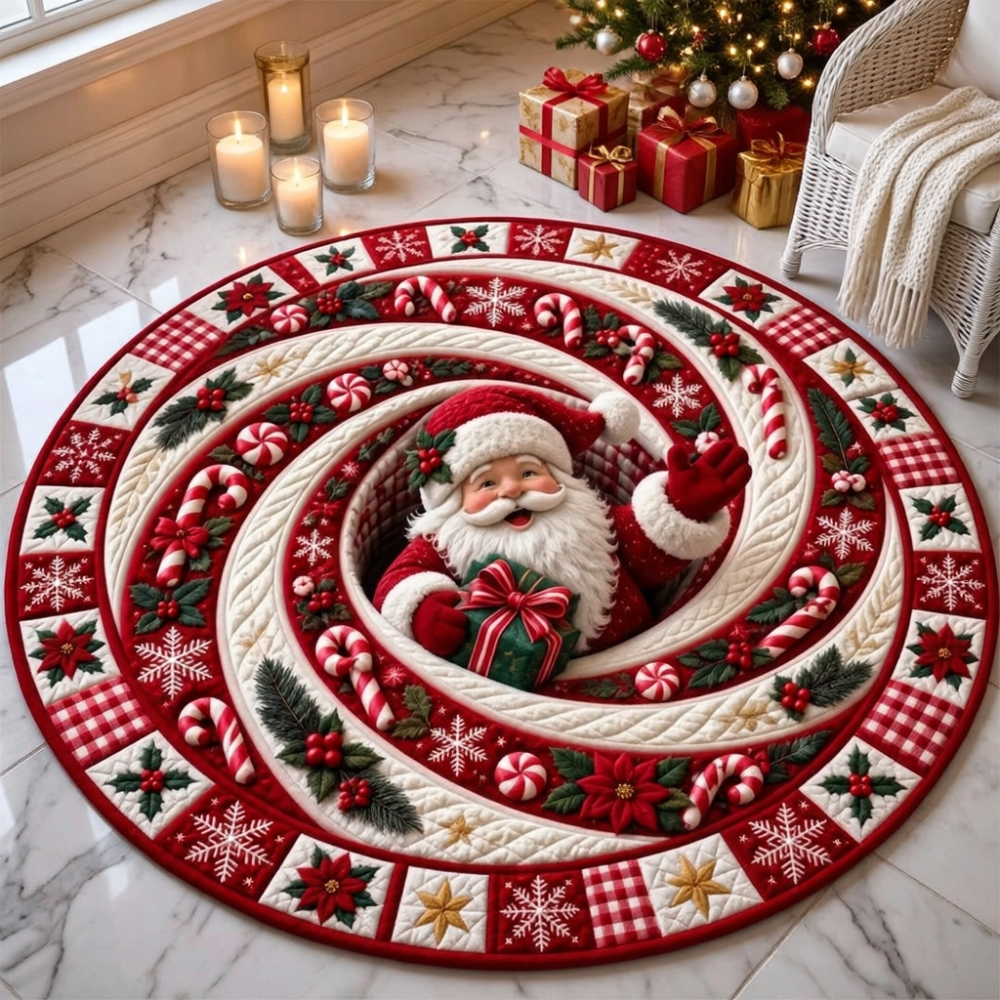 Santa Candy Swirl Round Rug - H768