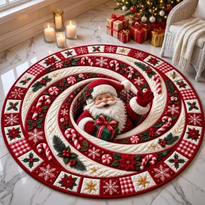Santa Candy Swirl Round Rug - H768