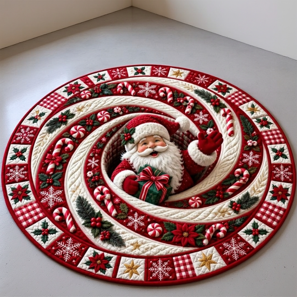 Santa Candy Swirl Round Rug - H768