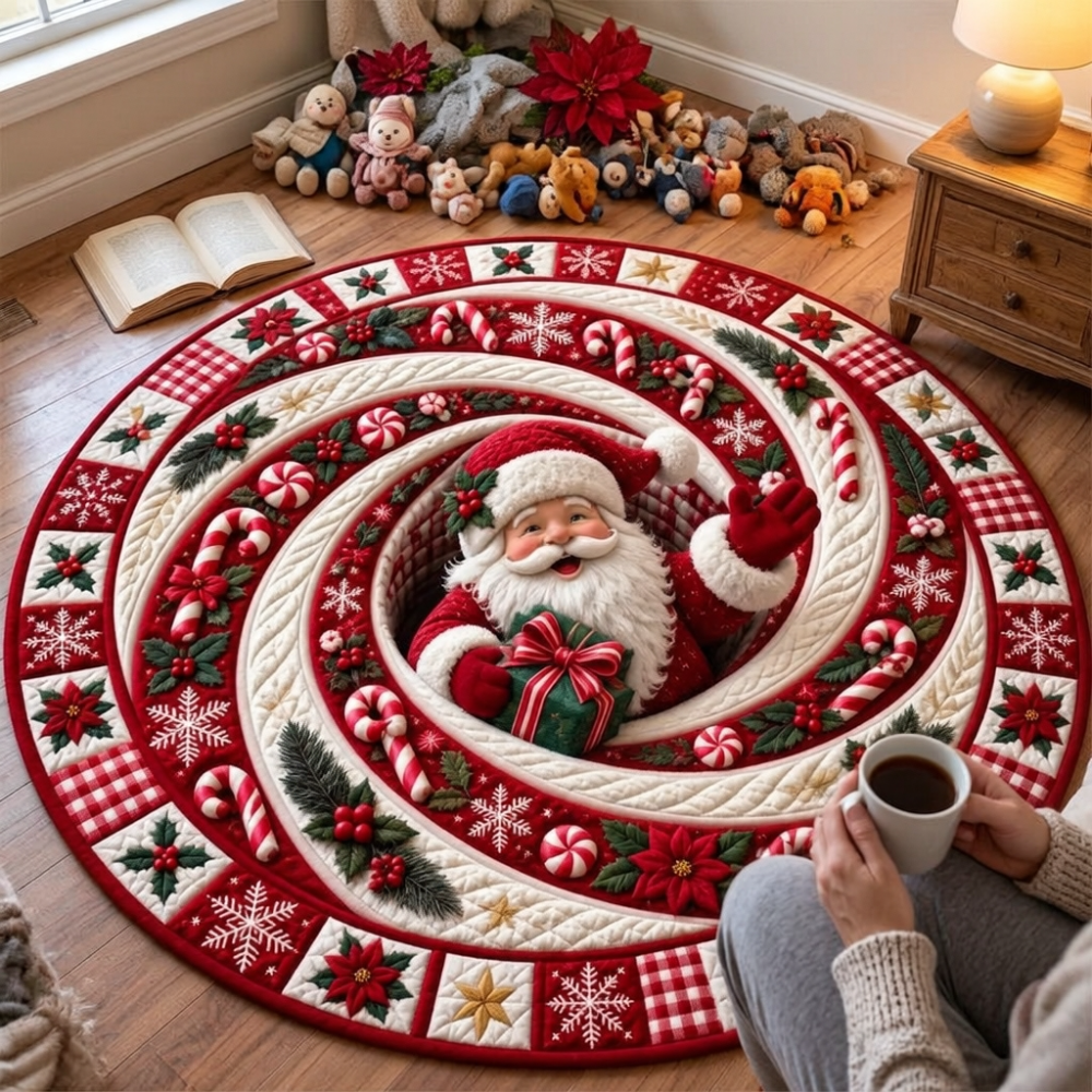 Santa Candy Swirl Round Rug - H768