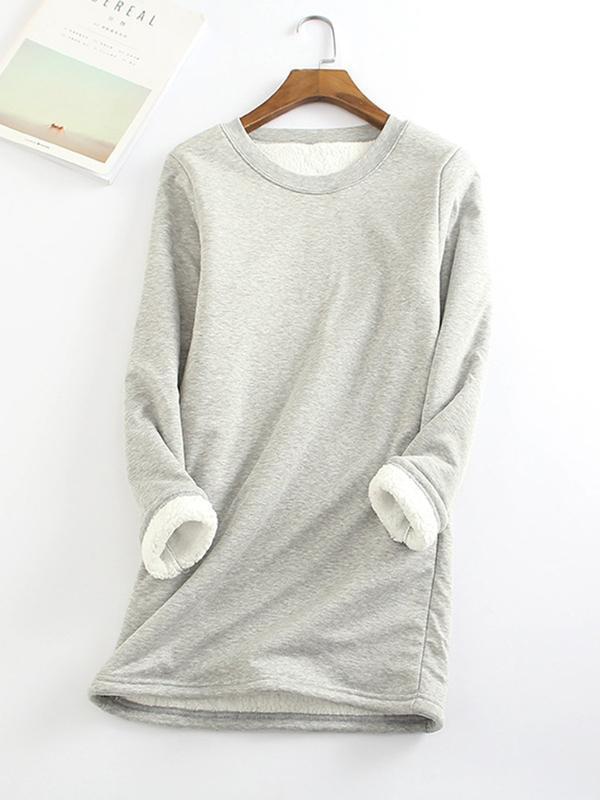 Casual Cotton Round Neck Solid Sweatshirt & Pants